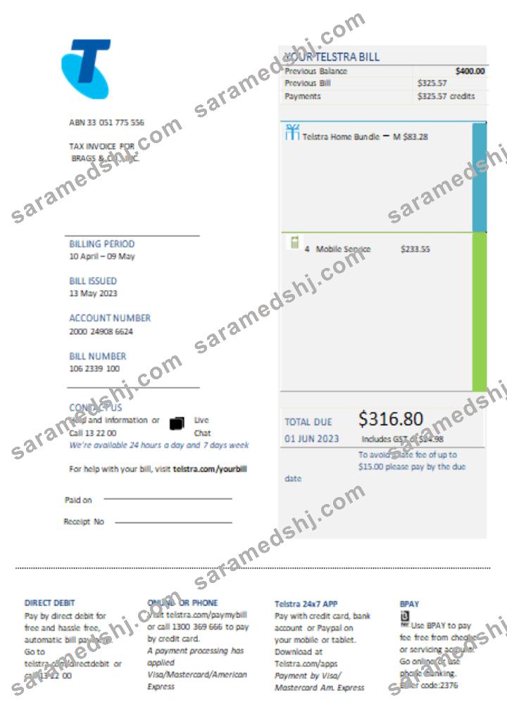Telstra Group Limited telecommunications utility business bill, SCR